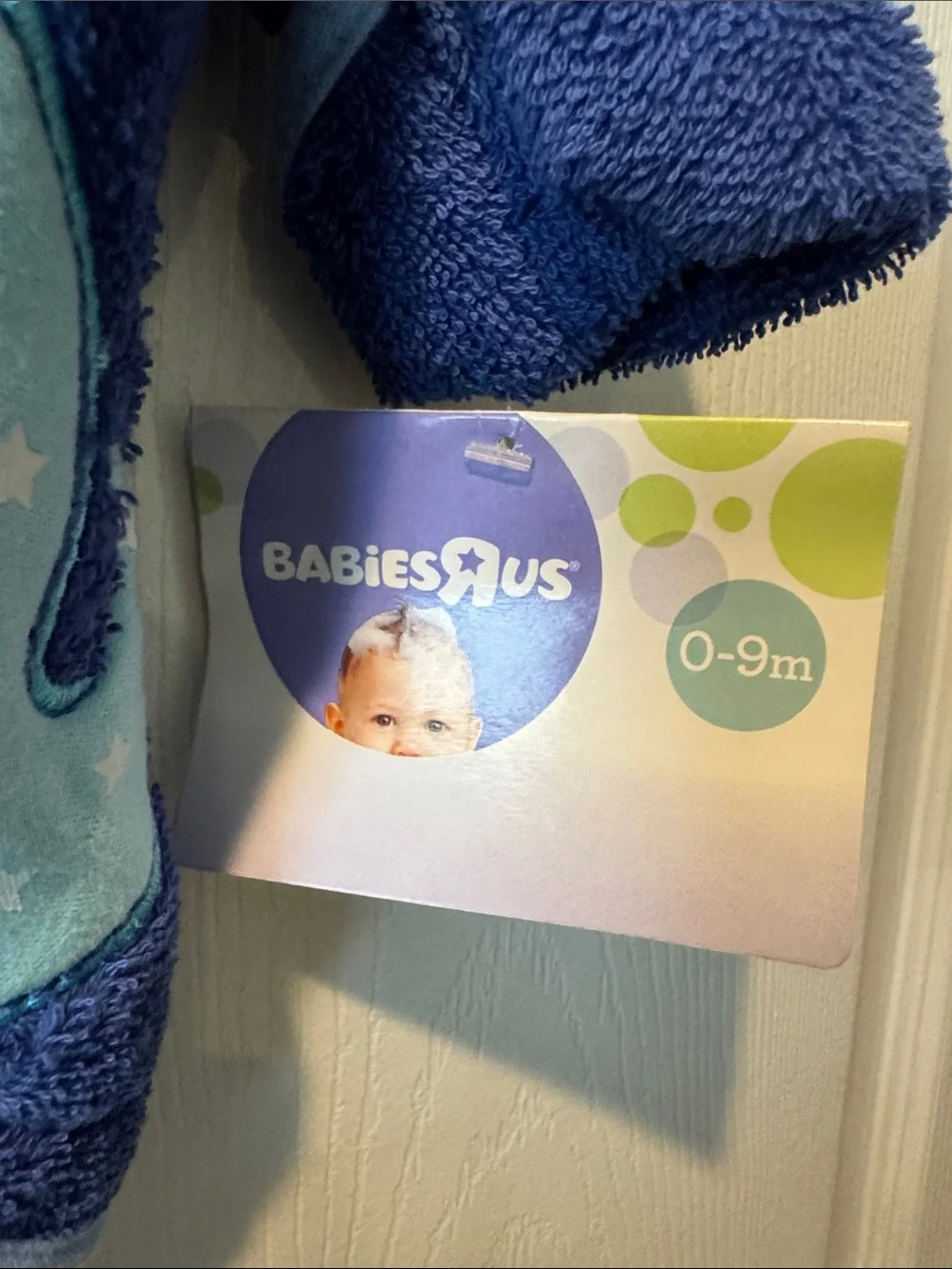 BabiesRUs 0-9 MONTHS Navy and Light Blue Hooded Baby Robe with Ocean Motifs